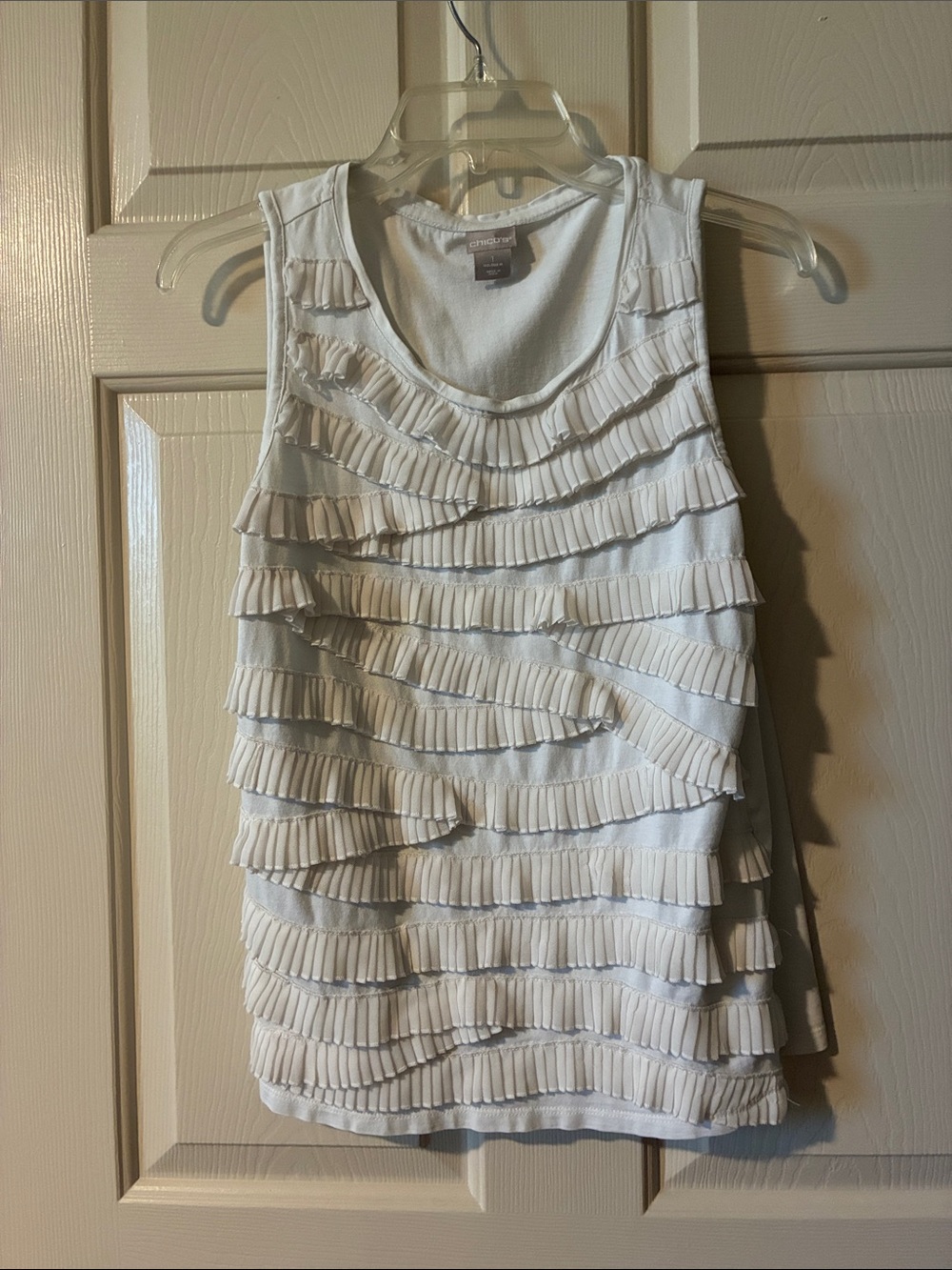 Chico's White Pleated Ruffle Tank Top - Women's